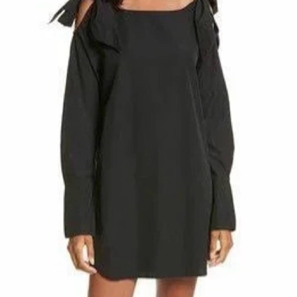 FRAME DENIM Black Bow Tie Cold Shoulder Dress
